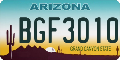AZ license plate BGF3010