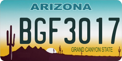 AZ license plate BGF3017