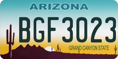 AZ license plate BGF3023