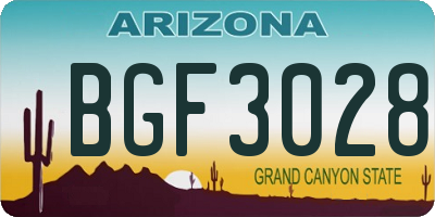 AZ license plate BGF3028