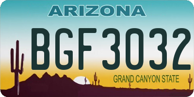 AZ license plate BGF3032
