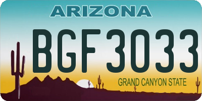 AZ license plate BGF3033