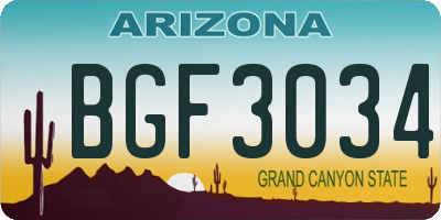 AZ license plate BGF3034