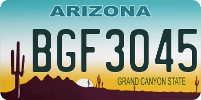 AZ license plate BGF3045