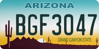 AZ license plate BGF3047