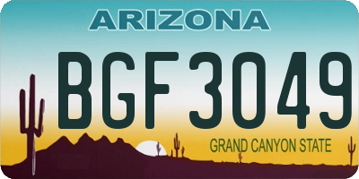 AZ license plate BGF3049