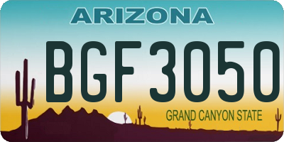 AZ license plate BGF3050