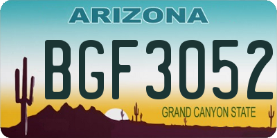 AZ license plate BGF3052