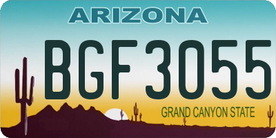 AZ license plate BGF3055