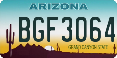 AZ license plate BGF3064