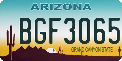 AZ license plate BGF3065