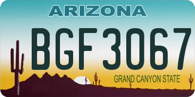 AZ license plate BGF3067