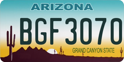 AZ license plate BGF3070