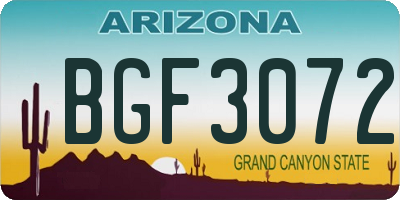 AZ license plate BGF3072