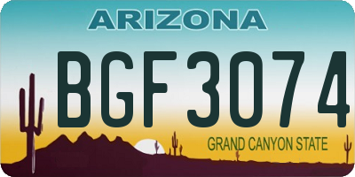 AZ license plate BGF3074