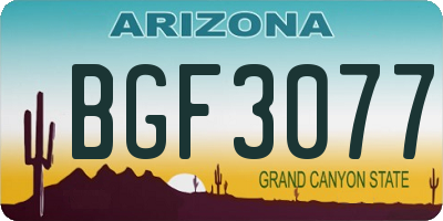 AZ license plate BGF3077