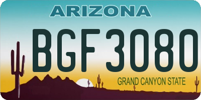 AZ license plate BGF3080