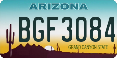 AZ license plate BGF3084