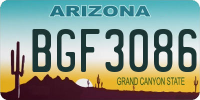AZ license plate BGF3086