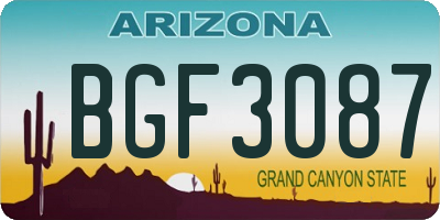 AZ license plate BGF3087