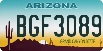 AZ license plate BGF3089