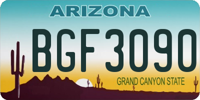 AZ license plate BGF3090