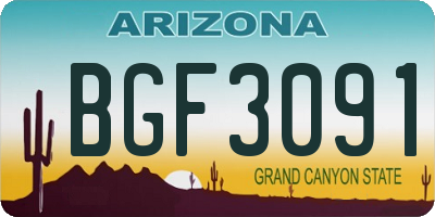 AZ license plate BGF3091