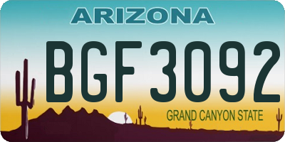 AZ license plate BGF3092