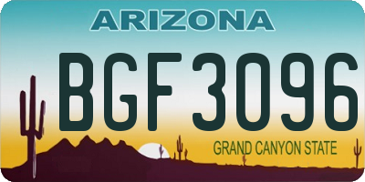 AZ license plate BGF3096