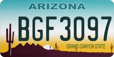 AZ license plate BGF3097