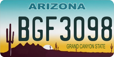 AZ license plate BGF3098