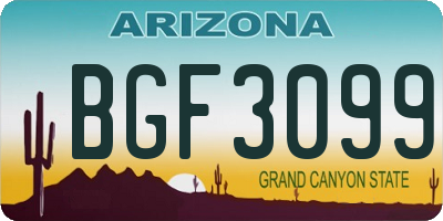 AZ license plate BGF3099