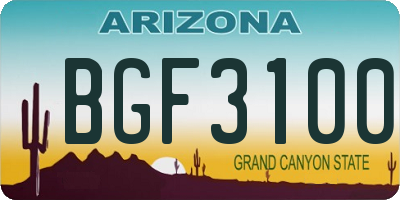 AZ license plate BGF3100