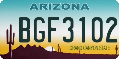 AZ license plate BGF3102