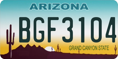 AZ license plate BGF3104