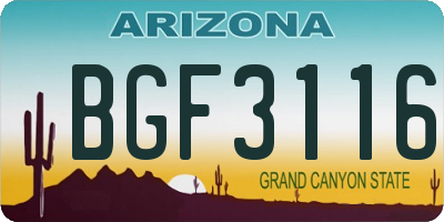 AZ license plate BGF3116