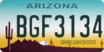 AZ license plate BGF3134