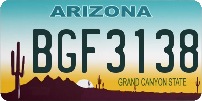 AZ license plate BGF3138