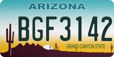 AZ license plate BGF3142