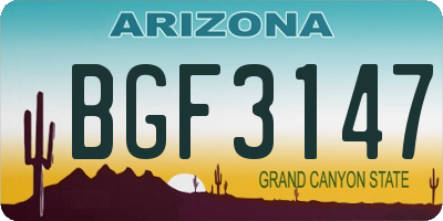 AZ license plate BGF3147