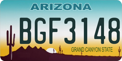 AZ license plate BGF3148