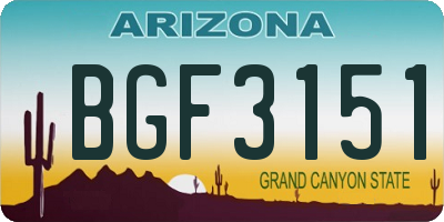 AZ license plate BGF3151