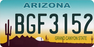 AZ license plate BGF3152