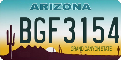 AZ license plate BGF3154