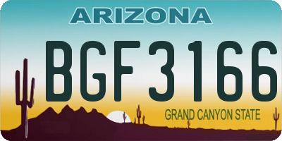 AZ license plate BGF3166