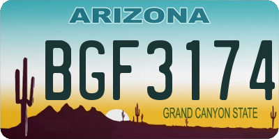 AZ license plate BGF3174