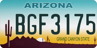 AZ license plate BGF3175