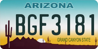 AZ license plate BGF3181