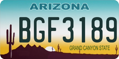 AZ license plate BGF3189