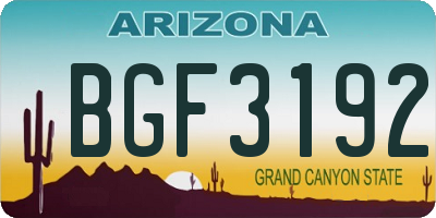 AZ license plate BGF3192